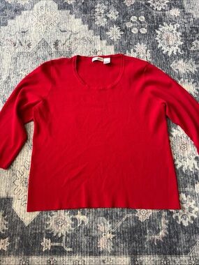 Laura Ashley Red Scoop Neck Lightweight Sweater